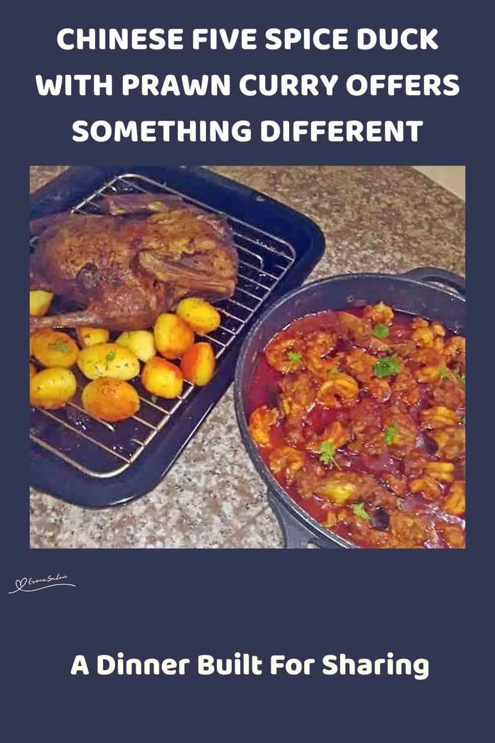 An image of Chinese Five Spice Duck with Prawn Curry and Crispy Potatoes