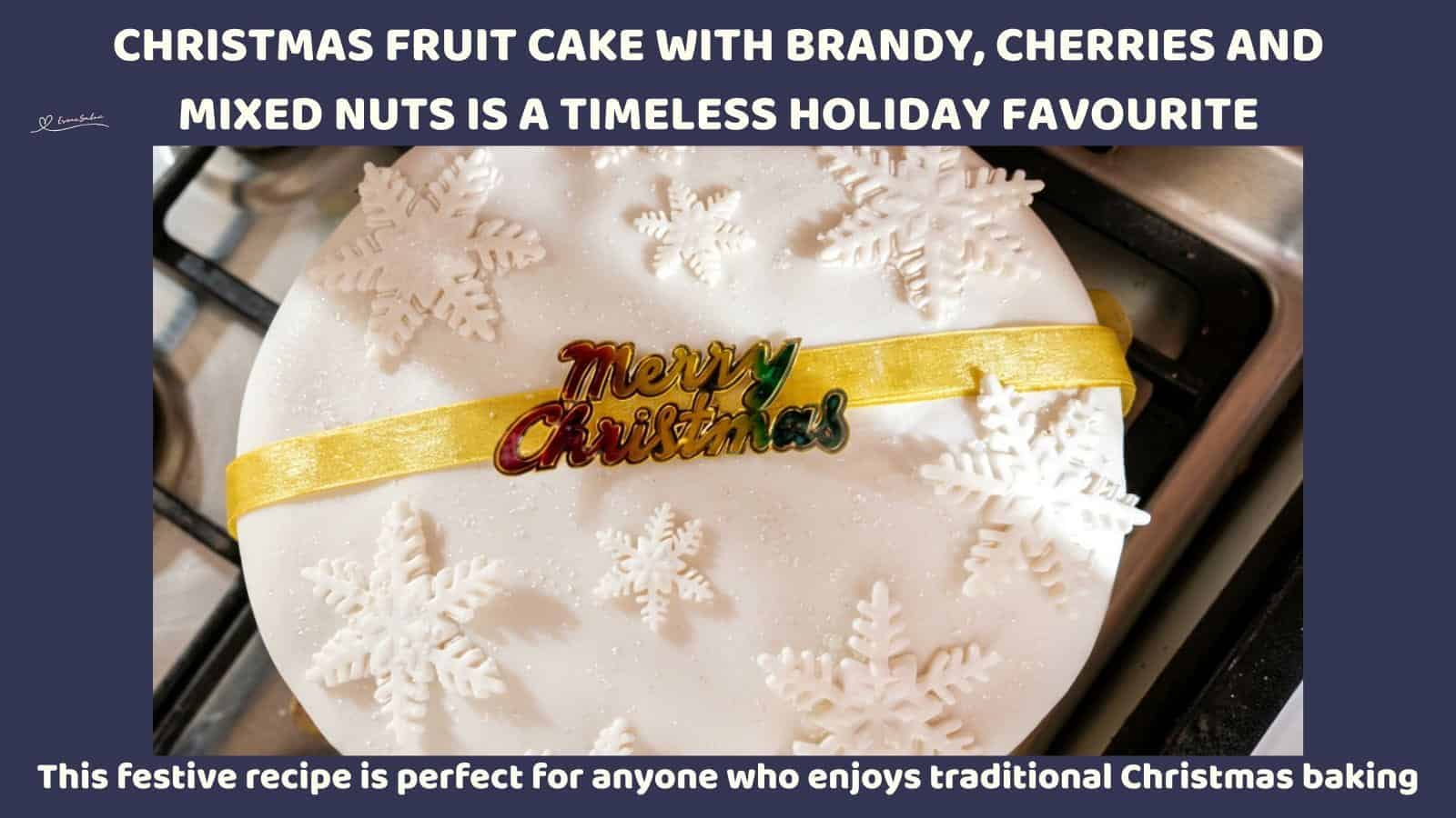 An image of a Marzipan covered Rich Christmas Fruit Cake with Brandy