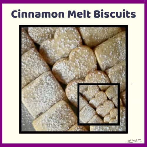 An image of Cinnamon Melt Biscuits with a dusting of icing sugar