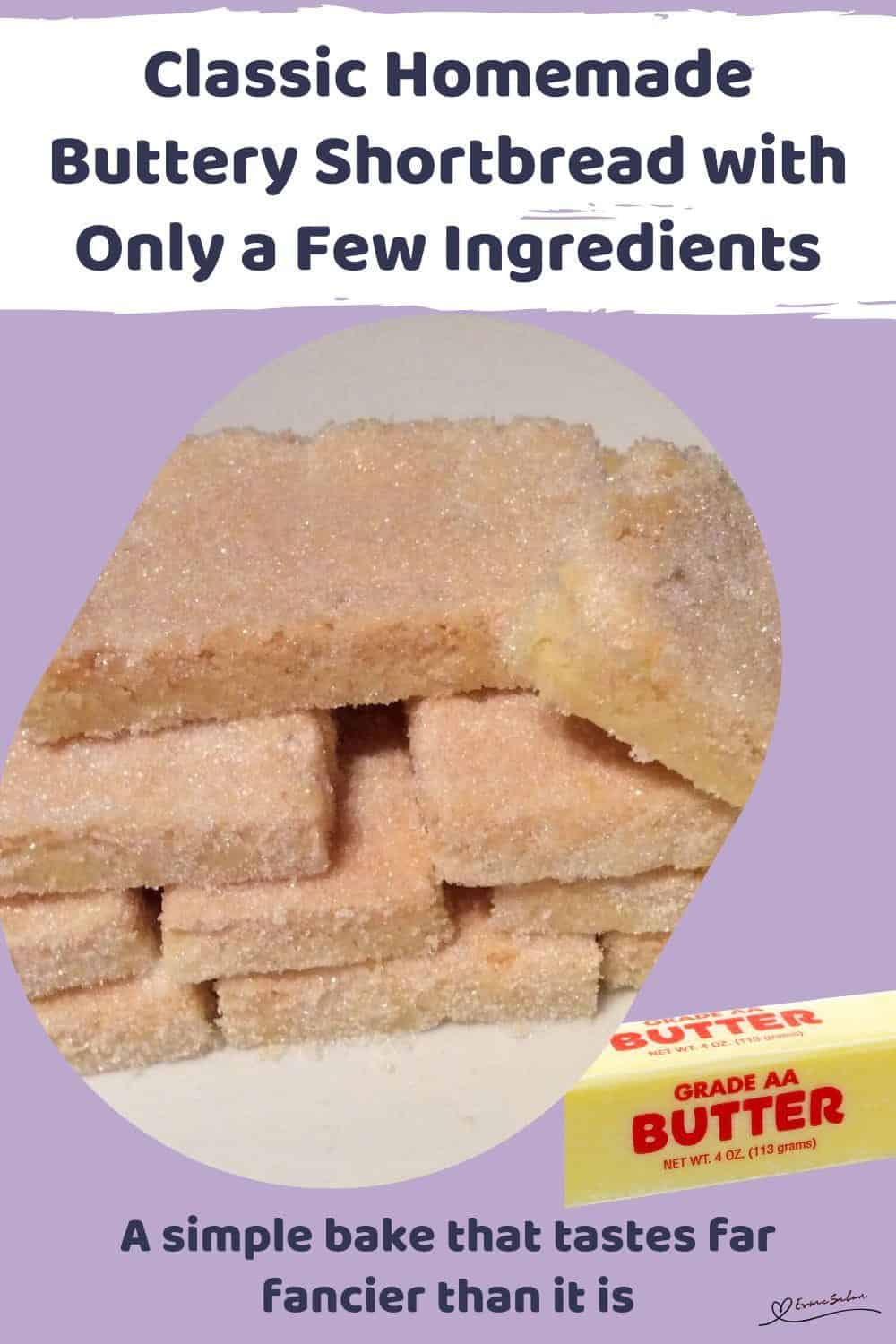 An image of Classic Homemade Buttery Shortbread fingers with a dusting of caster sugar