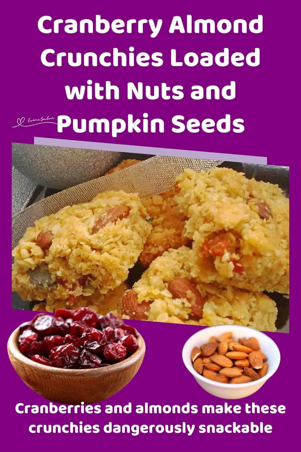 An image of squares of Cranberry Almond Crunchies