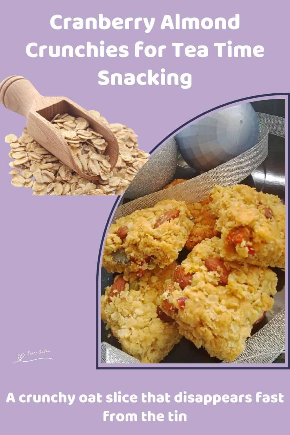 An image of squares of Cranberry Almond Crunchies