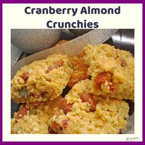 An image of squares of Cranberry Almond Crunchies