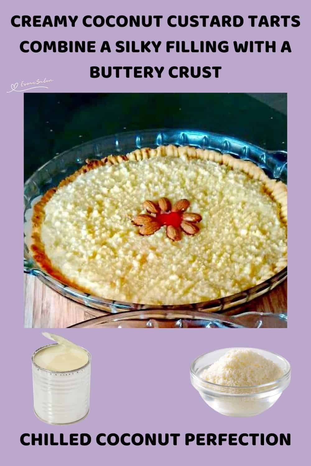 An image of Creamy Coconut Custard Tarts with sprinkles and cherries