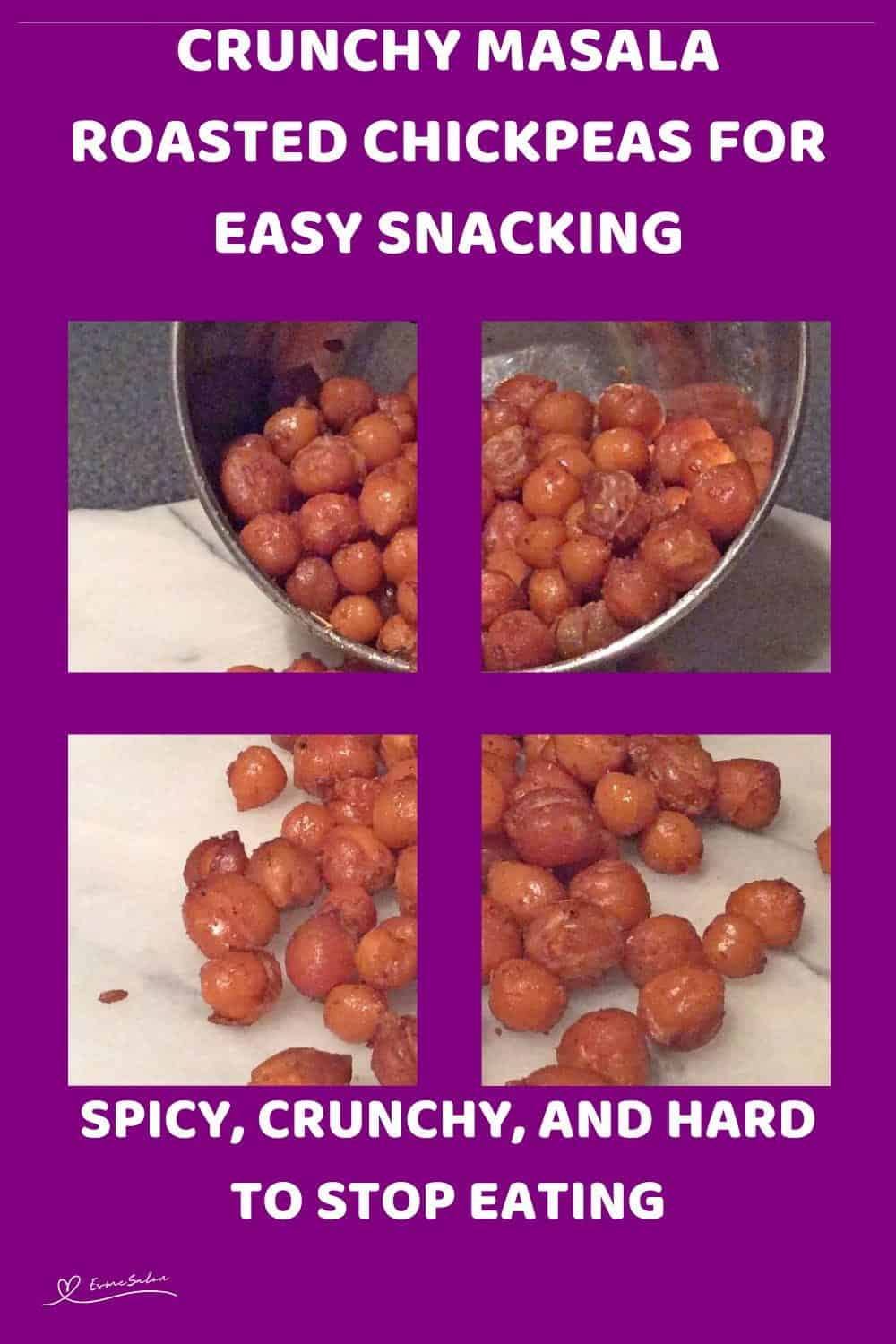 An image of Crunchy Masala Roasted Chickpeas with Chili and garlic powder, as well as roasted Cumin
