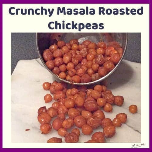 An image of Crunchy Masala Roasted Chickpeas with Chili and garlic powder, as well as roasted Cumin