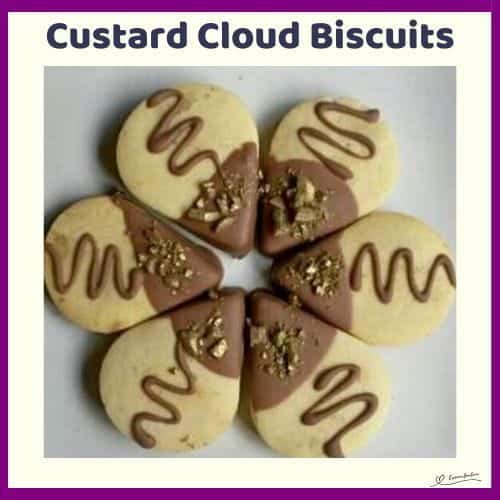 An image of various shapes of Custard Cloud Biscuits