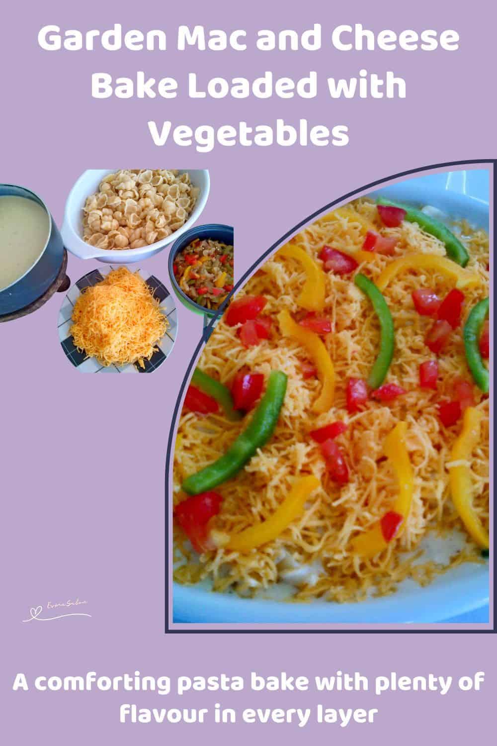 An image of a Garden Mac and Cheese Bake with Green and Yellow Peppers