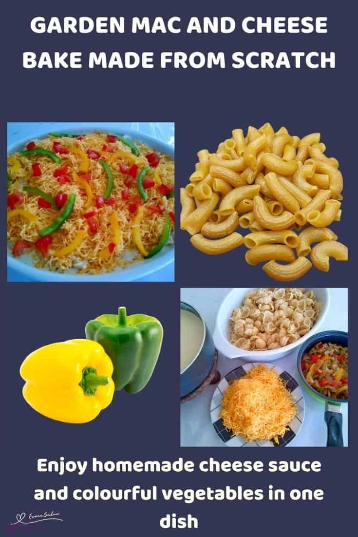 An image of a Garden Mac and Cheese Bake with Green and Yellow Peppers