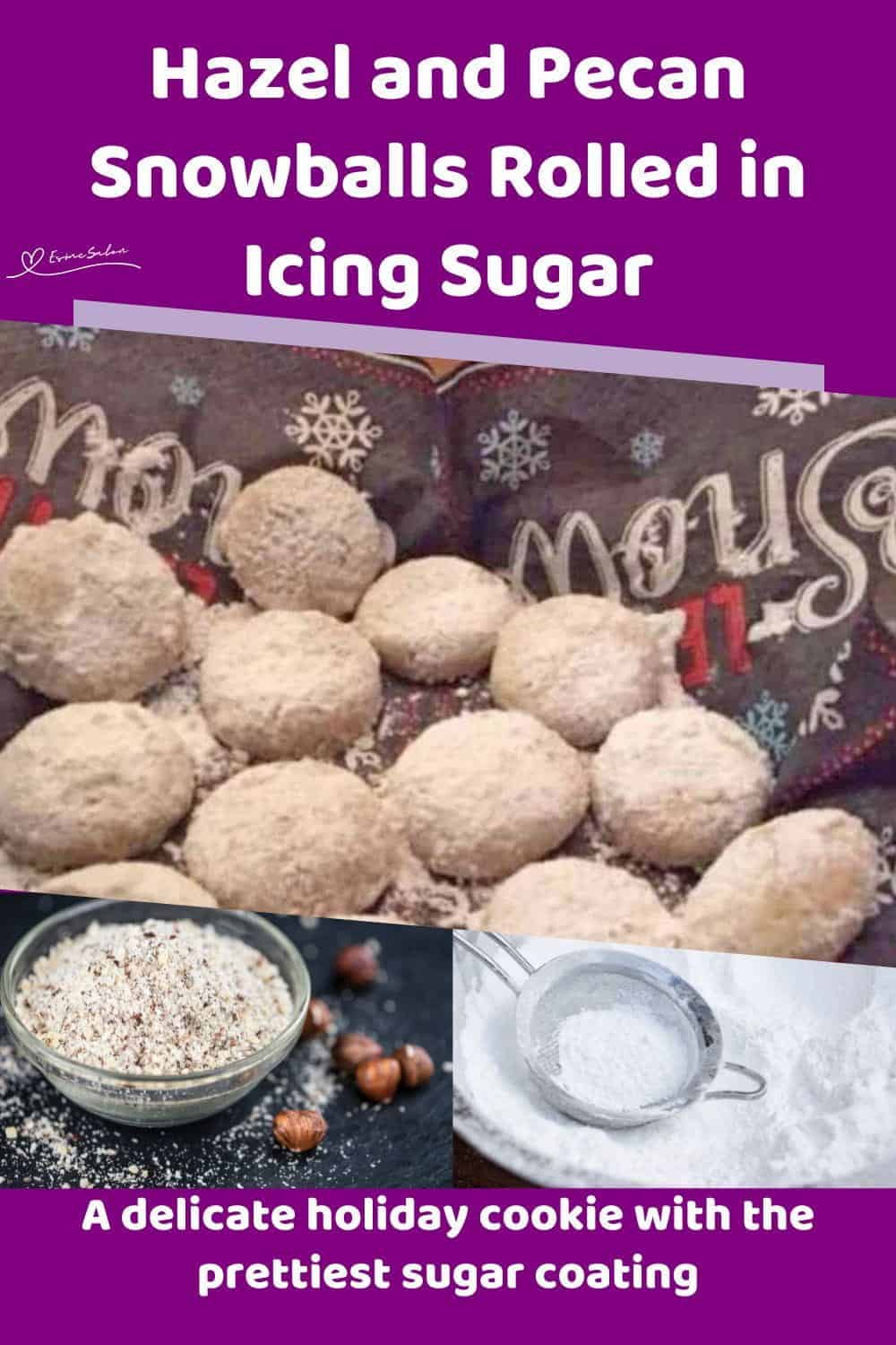 An image of Hazel and Pecan Snowballs covered in icing sugar