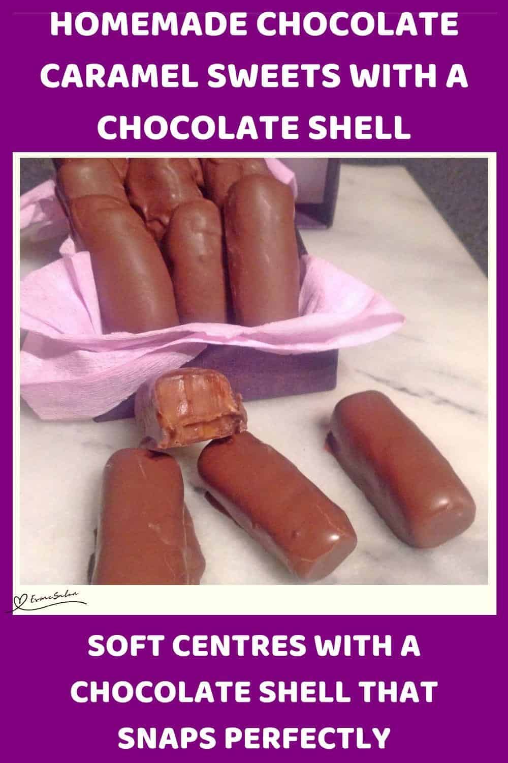 An image of Caramel fingers dipped in chocolate