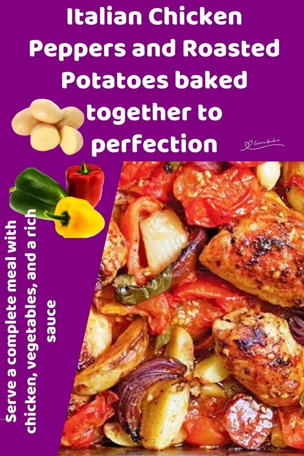 An image of a one pan Italian Chicken Peppers and Roasted Potatoes