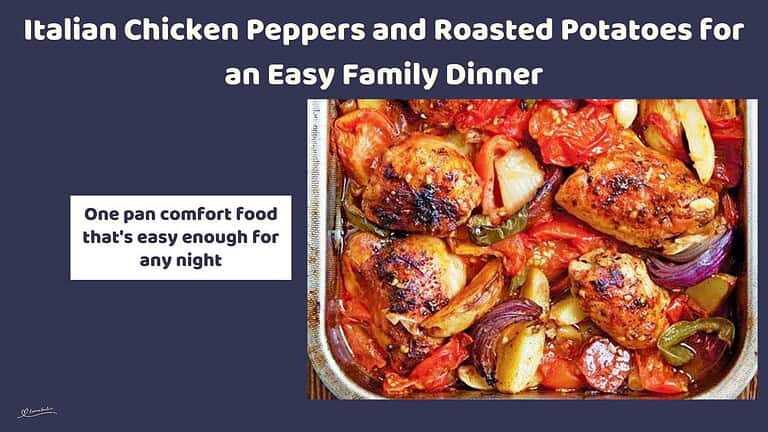 An image of a one pan Italian Chicken Peppers and Roasted Potatoes