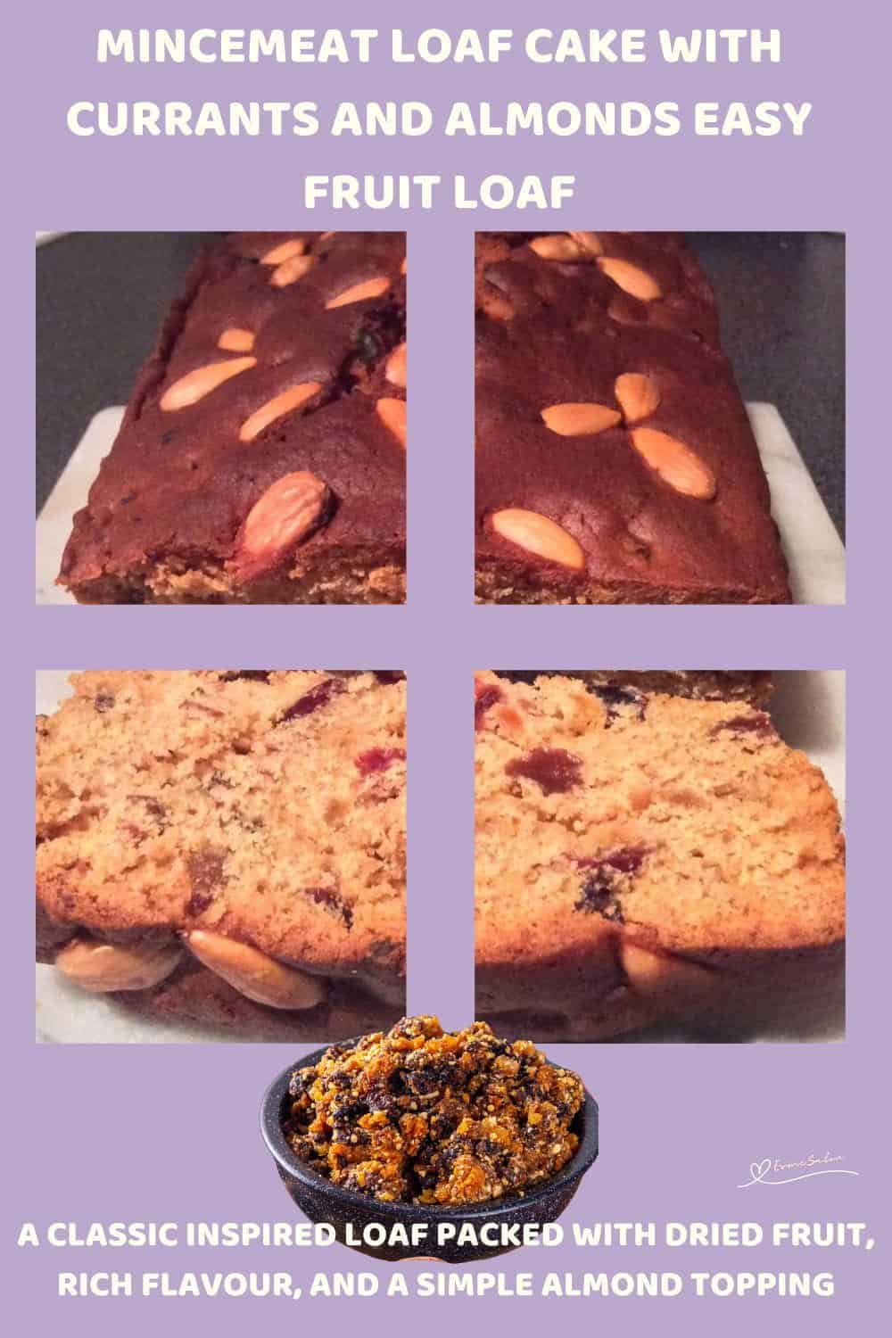 an image of a sliced Mincemeat Loaf Cake with Currants and Almonds