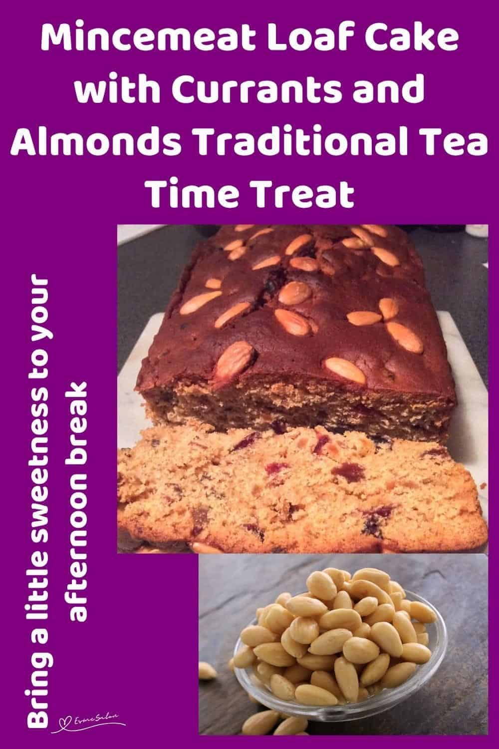 an image of a sliced Mincemeat Loaf Cake with Currants and Almonds