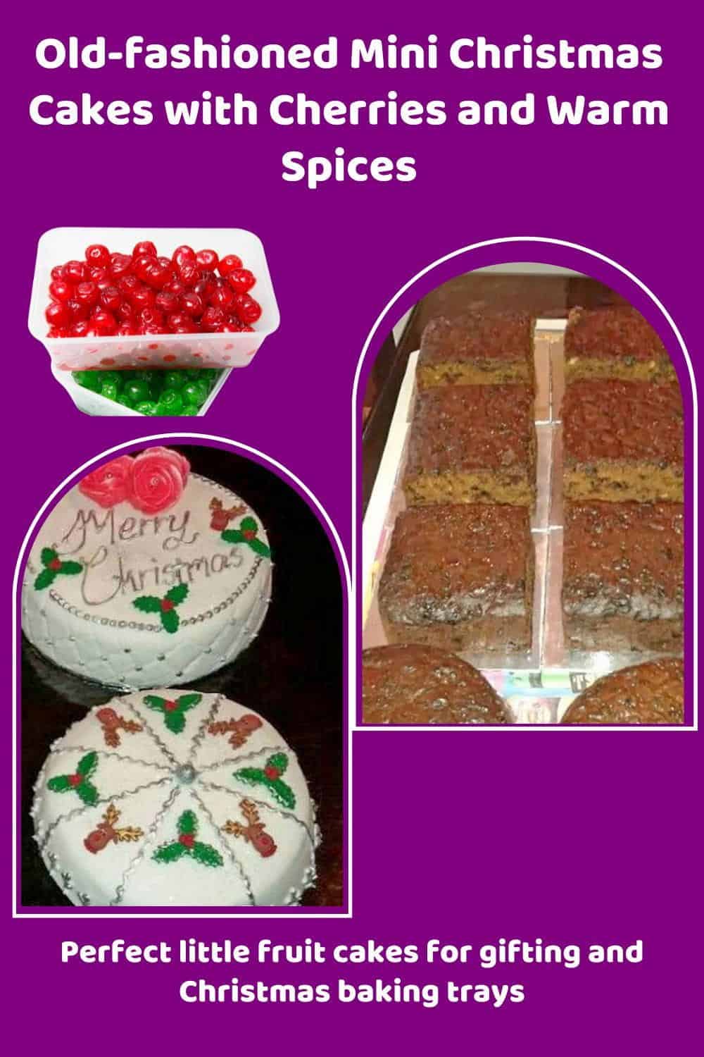 An image of Mini Christmas Cakes with intricate and fancy decoration