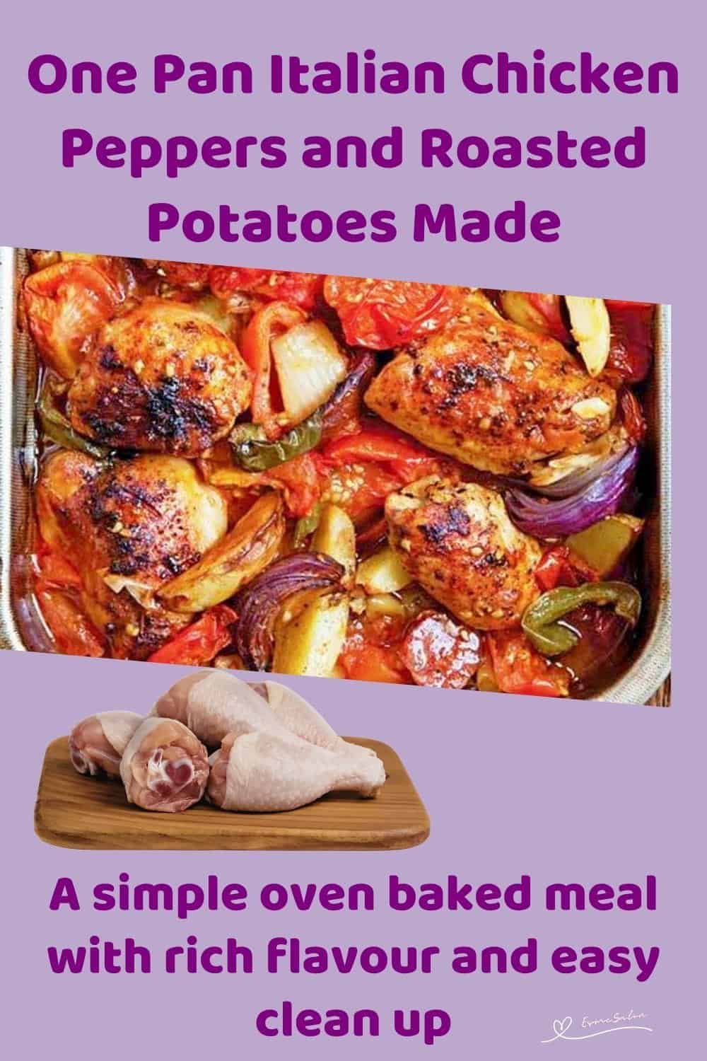 An image of a one pan Italian Chicken Peppers and Roasted Potatoes