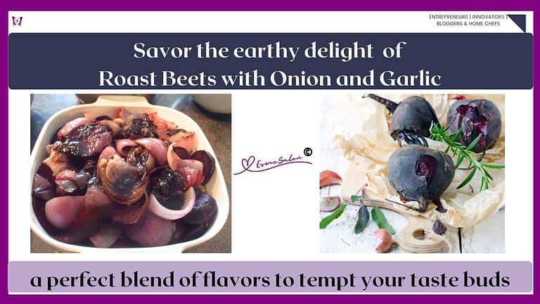 an image of Roasted Beets with Onion and Garlic in a white square ceramic dish