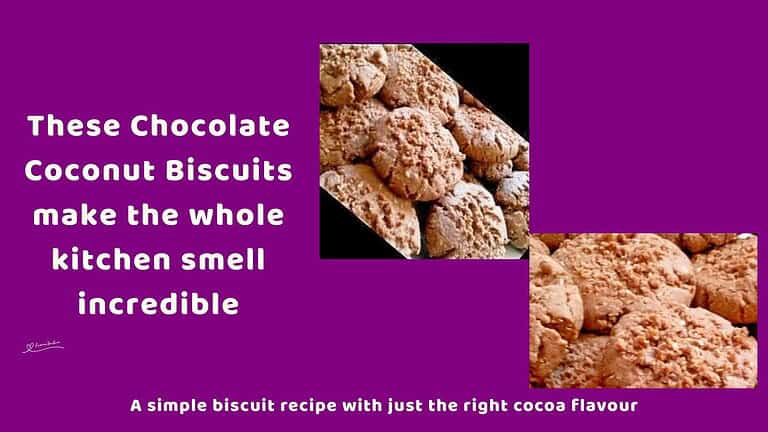An image of a stack of Chocolate Coconut Biscuits