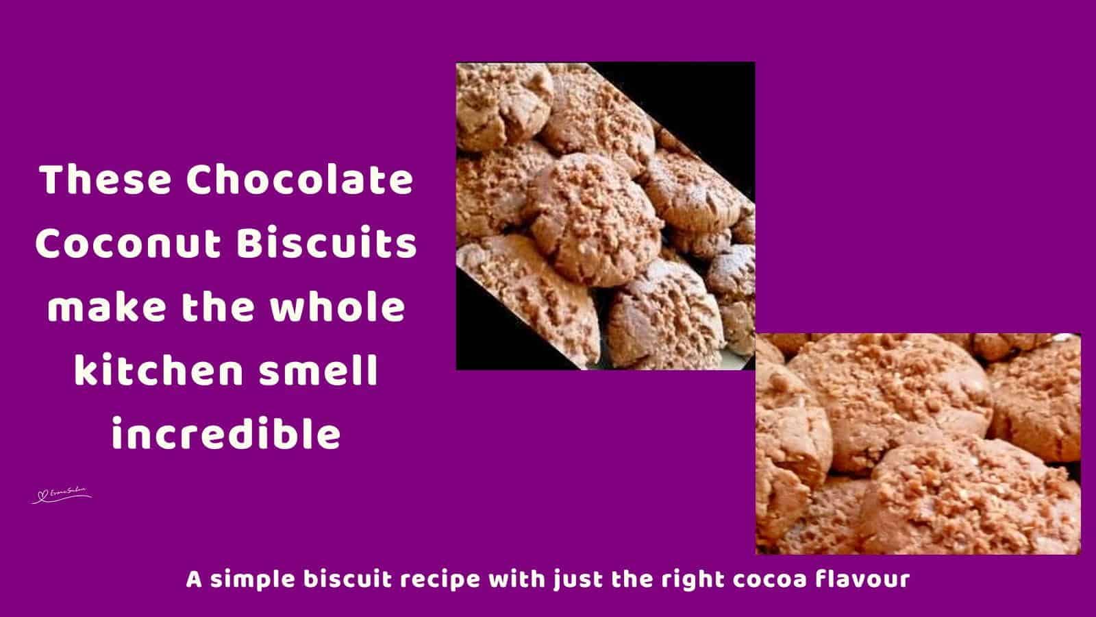 An image of a stack of Chocolate Coconut Biscuits