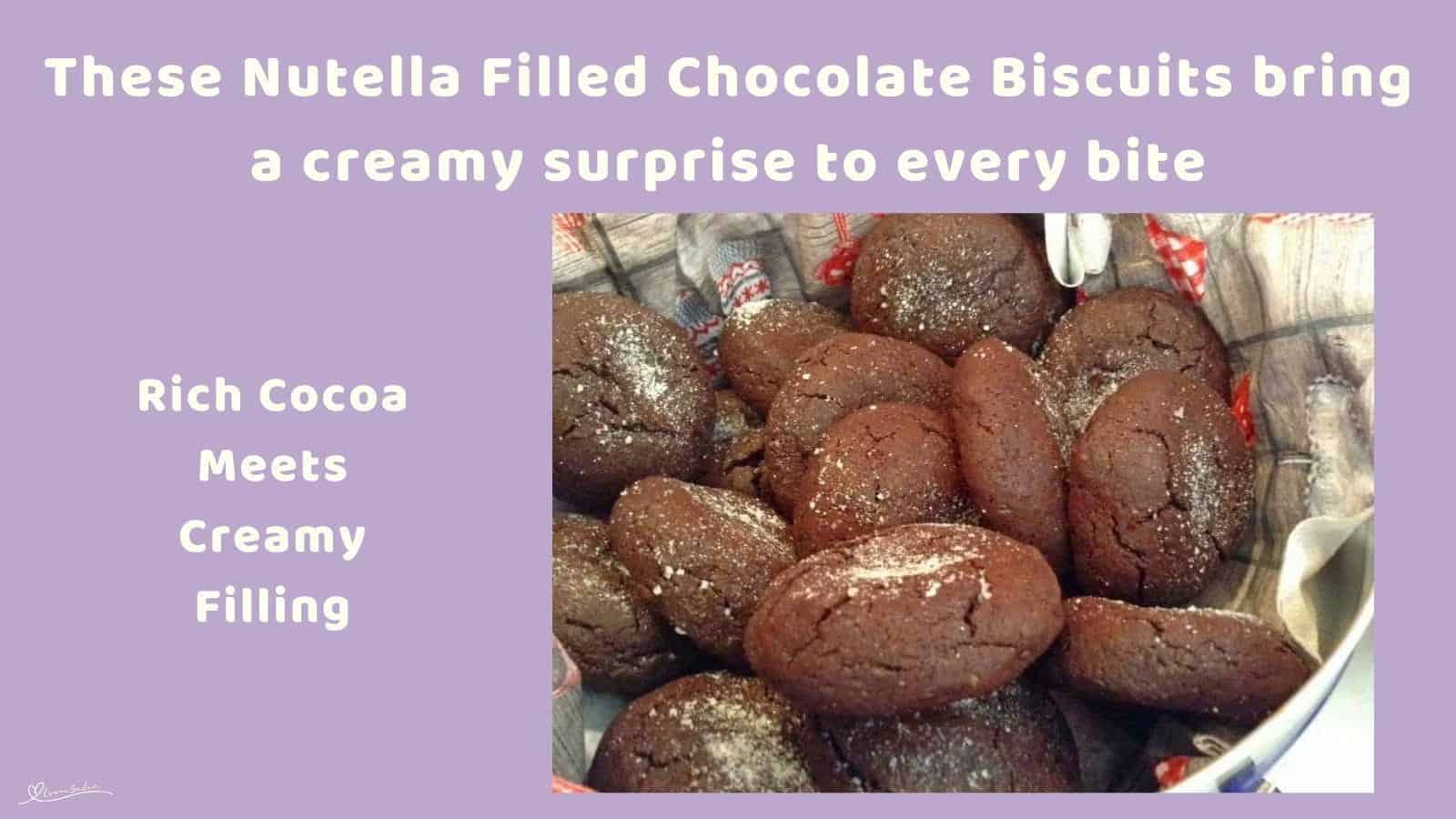 An image of a plate of Nutella Filled Chocolate Biscuits sprinkled with Coarse Sea Salt