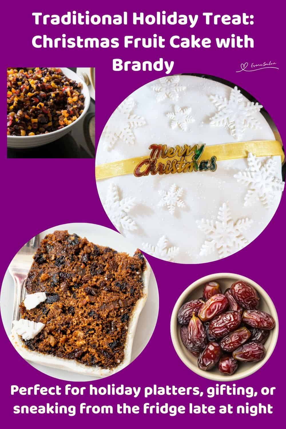 An image of a Marzipan covered Rich Christmas Fruit Cake with Brandy
