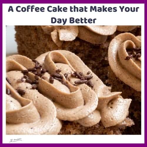 An image of cubes of Coffee Cake with Coffee Icing