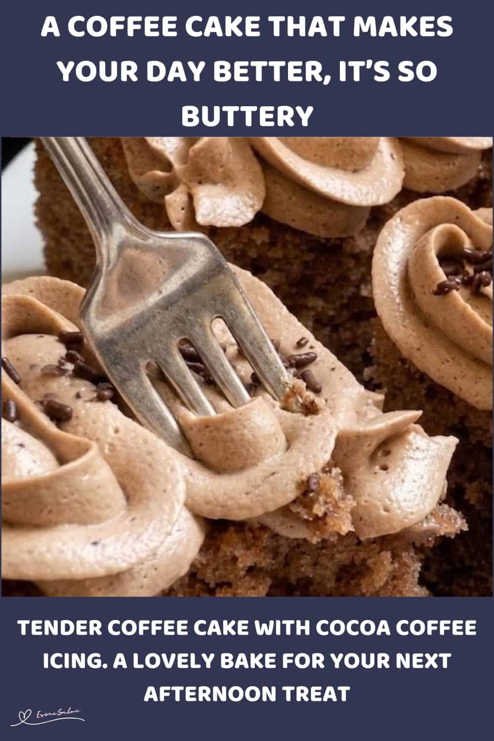 An image of cubes of Coffee Cake with Coffee Icing