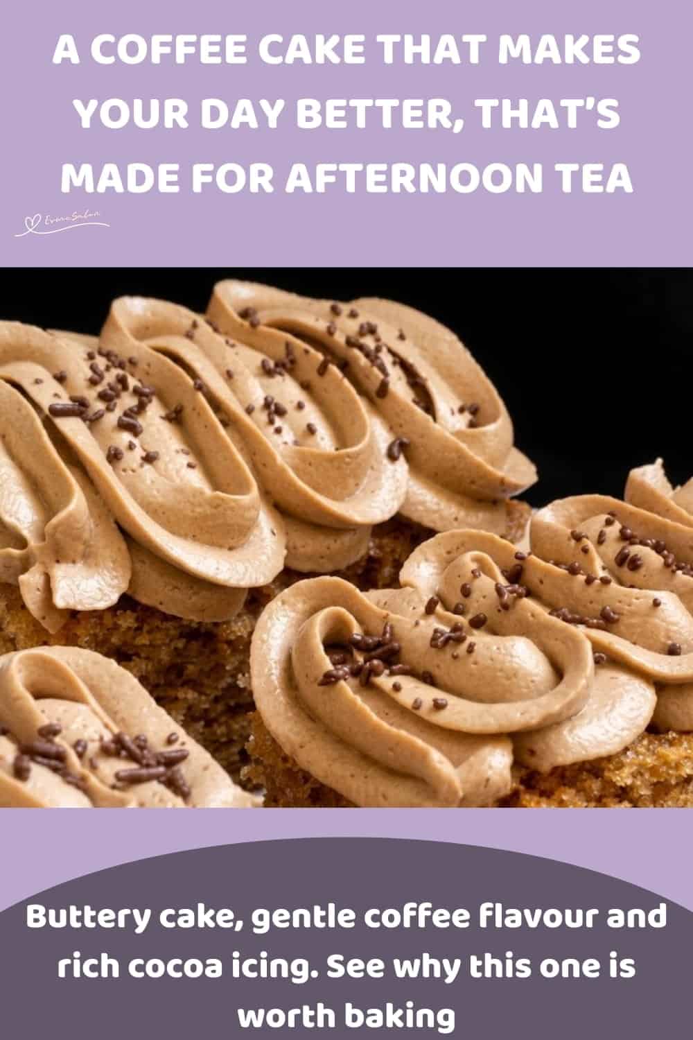 An image of cubes of Coffee Cake with Coffee Icing