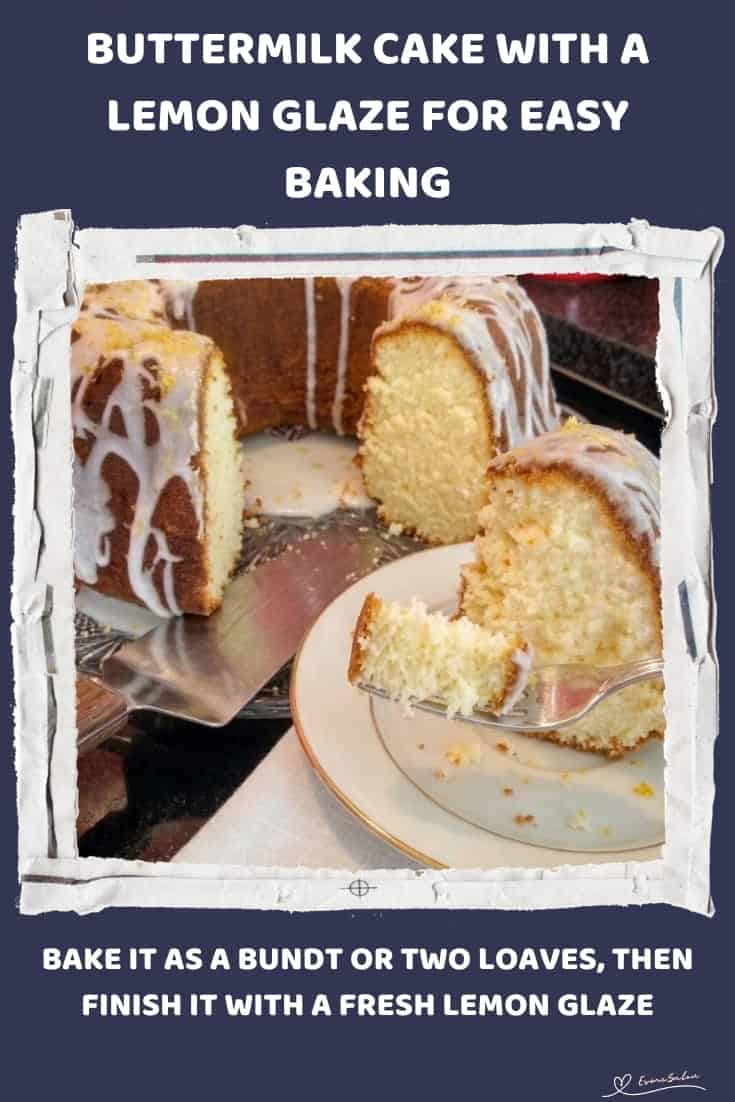 An image of a Bundt Buttermilk Cake With a Lemon Glaze and grated sprinkled lemon