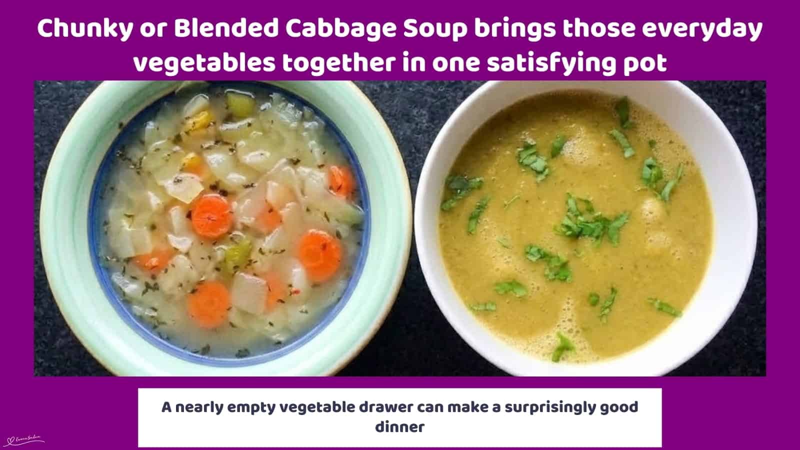 An image of a bowl of Chunky or Blended Cabbage Soup