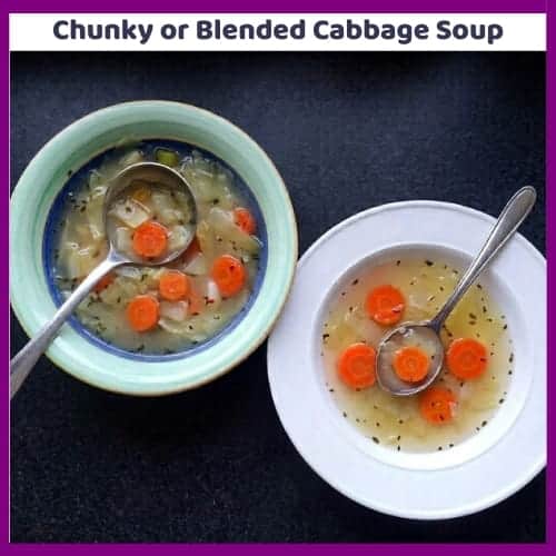 An image of a bowl of Chunky or Blended Cabbage Soup