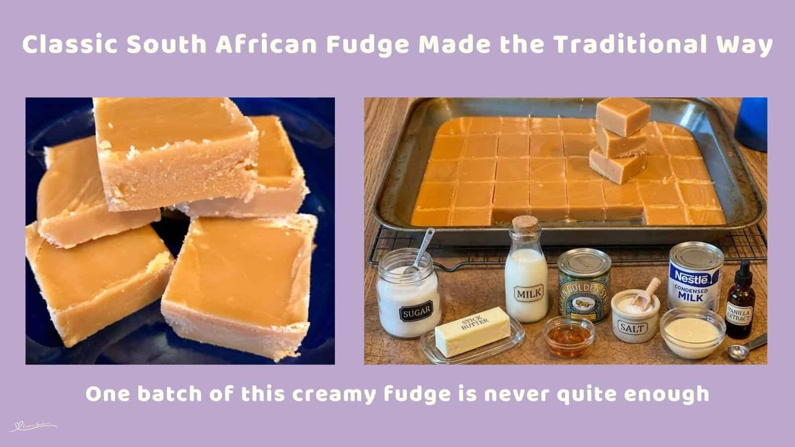 An image of a pan and blocks of South African Fudge