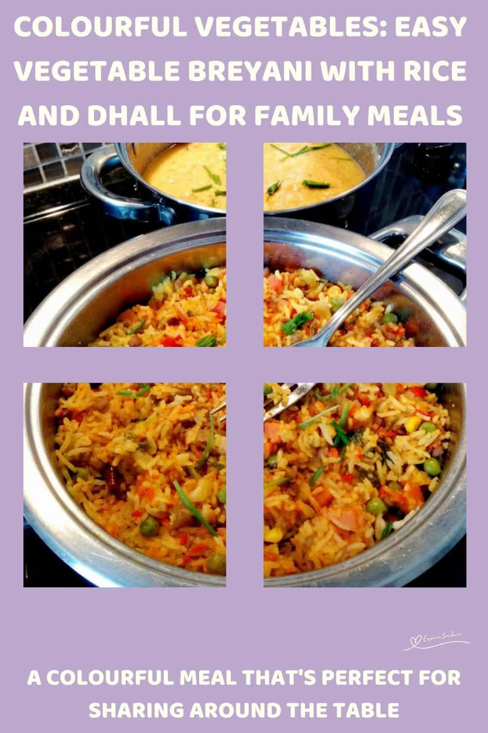 An image of a colourful, bold spice Vegetable Breyani with Rice and Dhall