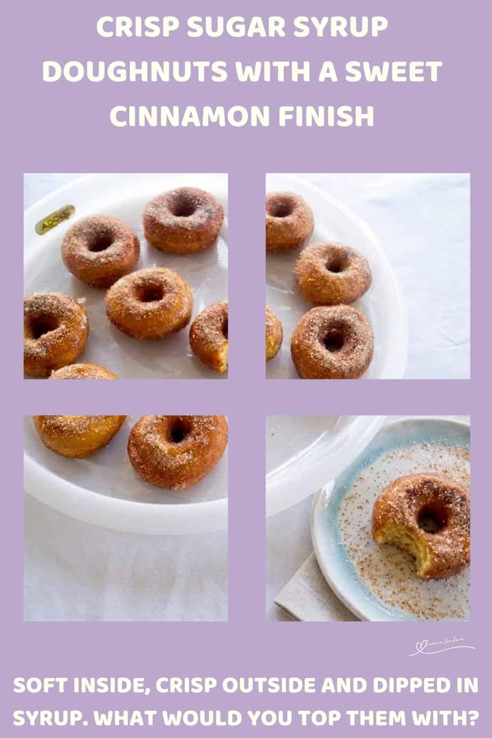 An image of a tray of Crisp Sugar Syrup Doughnuts with different toppings