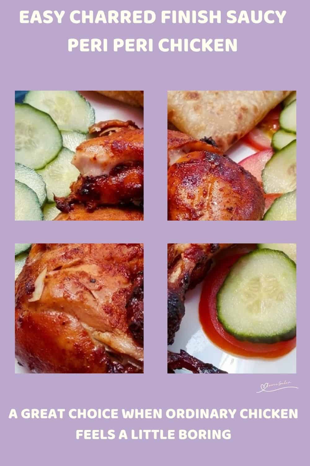An image of a plate of Charred Finish Saucy Peri Peri Chicken pieces