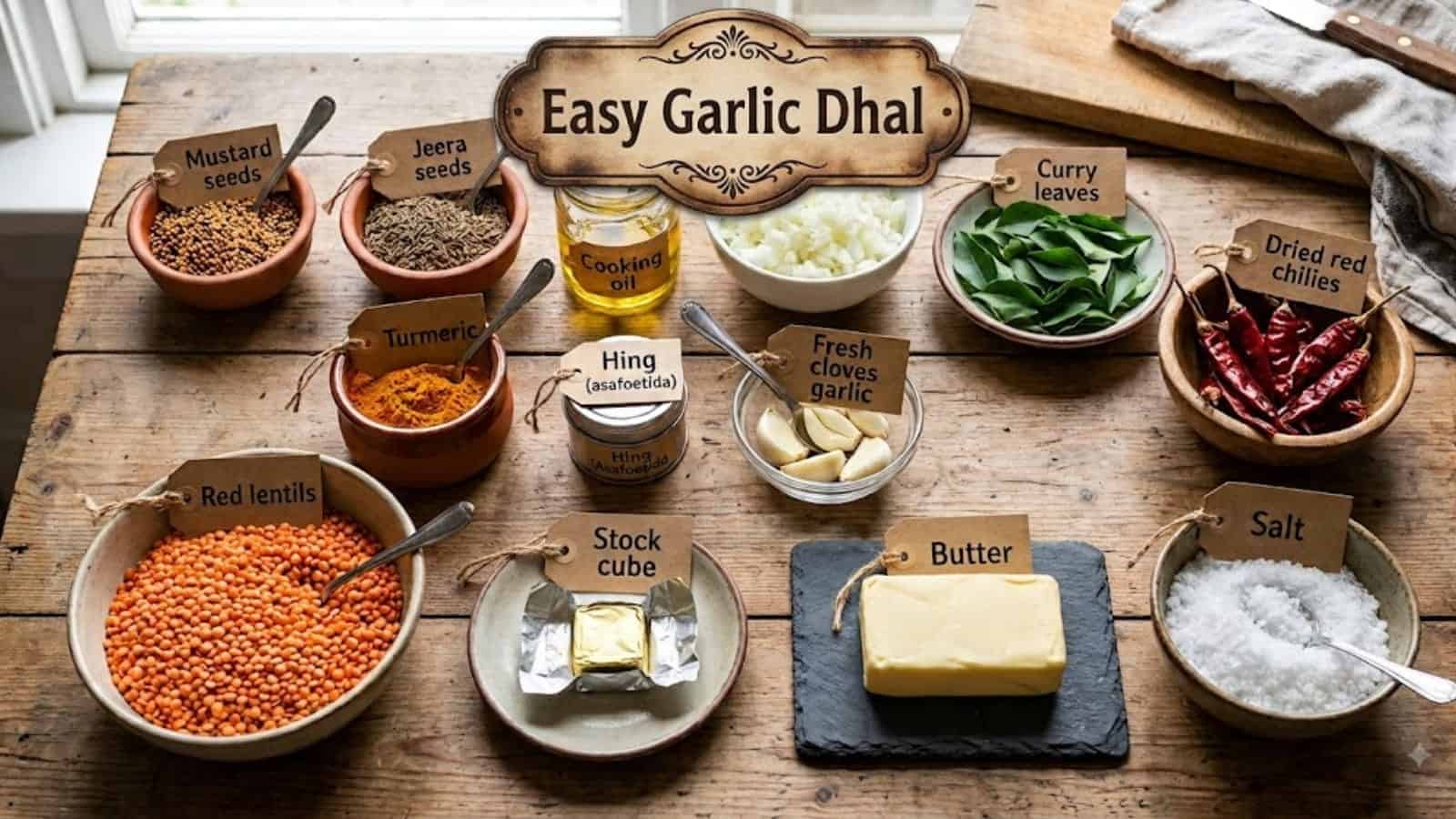 Easy Garlic Dhal Ingredients