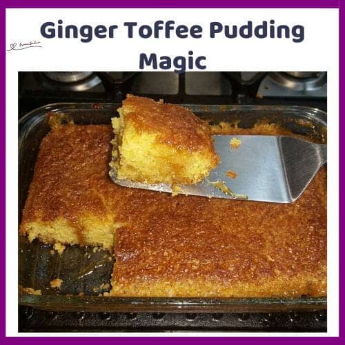 An image of a Soft Ginger Toffee Pudding, with brown sugar, golden syrup, and a warm toffee sauce