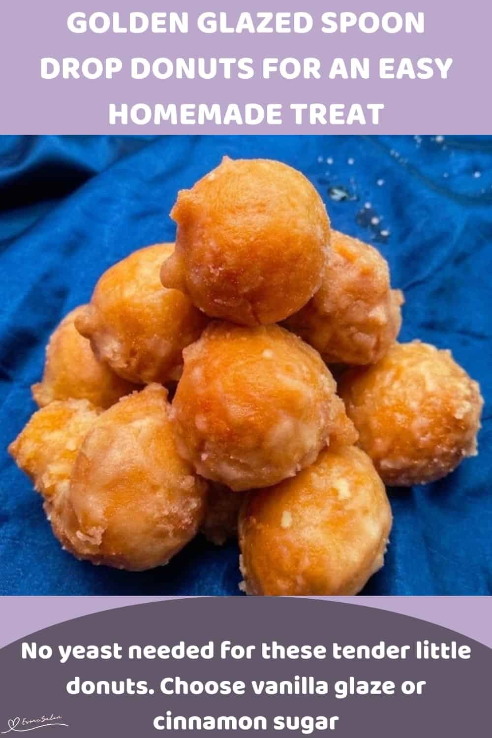 An image of a plate filled with Round Drop Donuts with Golden Glaze