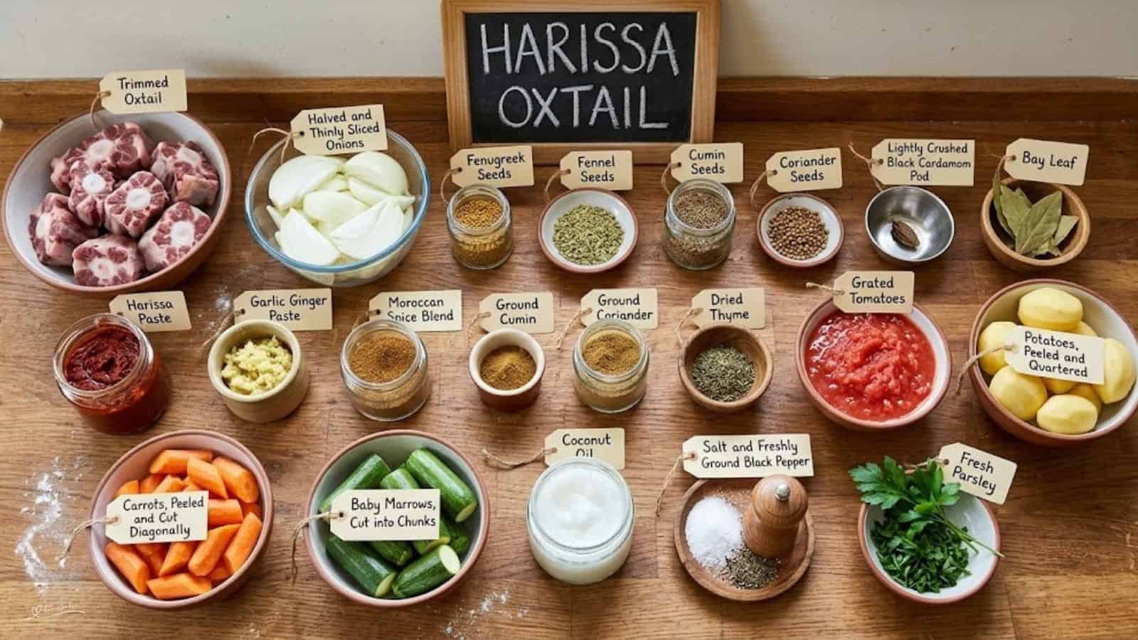 Harissa Oxtail ingredients