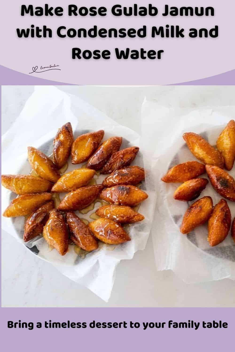An image of a Rose Gulab Jamun Made with Condensed Milk and Cardamom