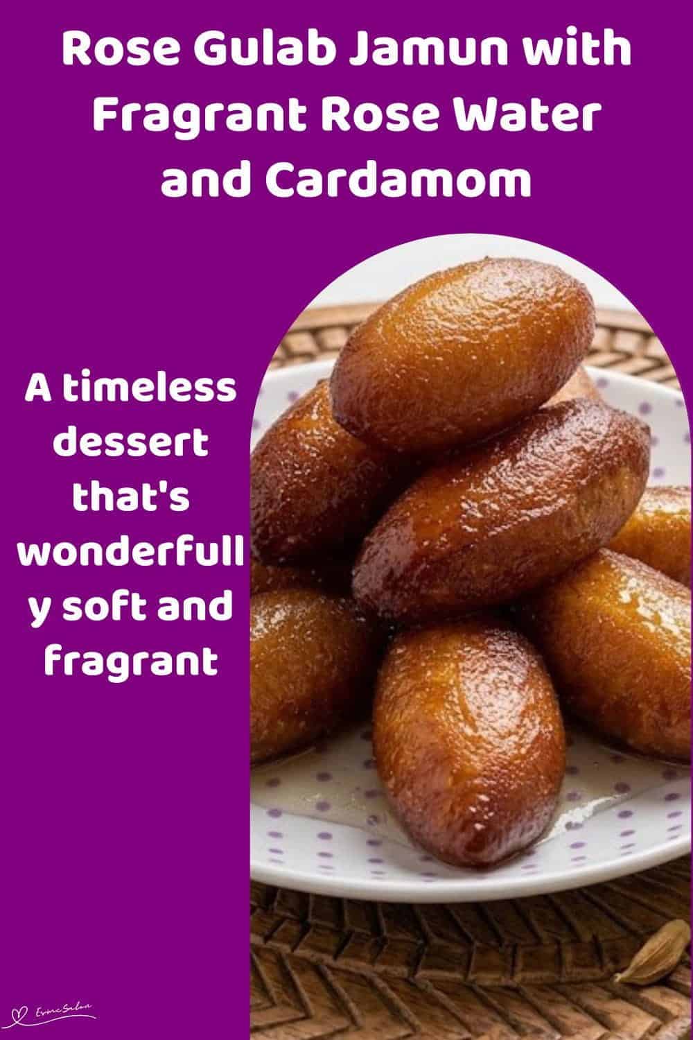 An image of a Rose Gulab Jamun Made with Condensed Milk and Cardamom