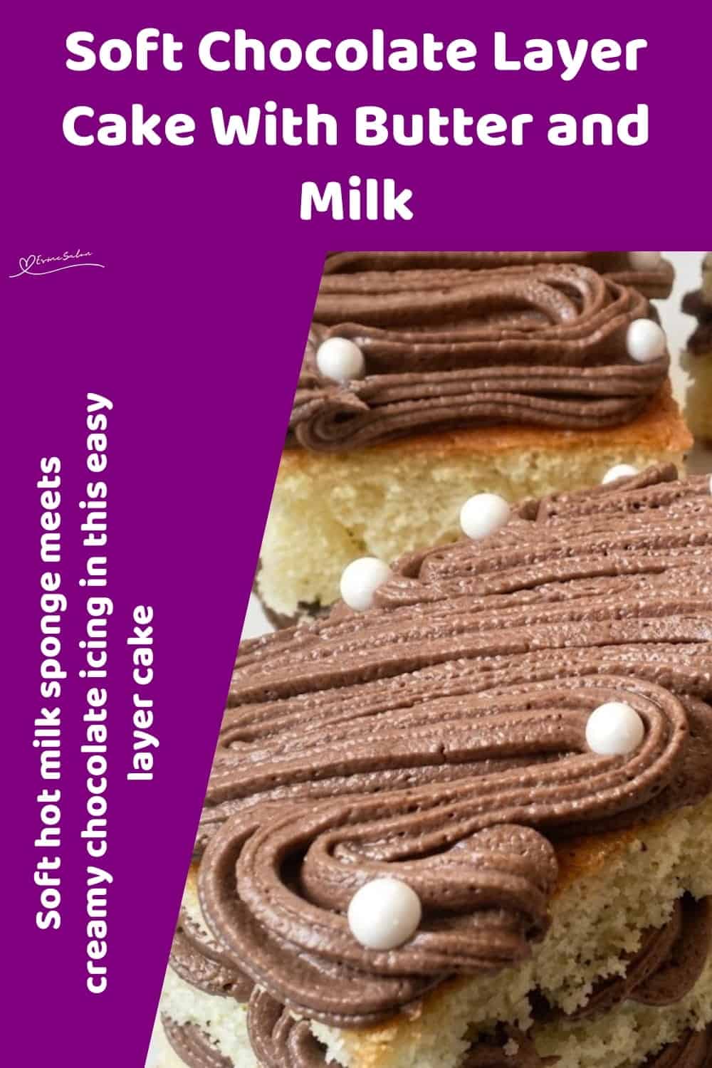 An image of slices of Soft Milk Sponge Cake with Chocolate Icing