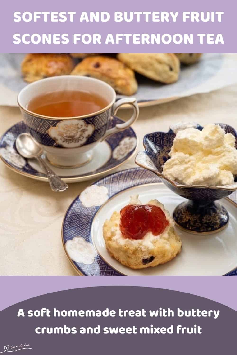 An image of a plate of Fruit Scones with Maas, Mixed Fruit and a Soft Tender Crumb