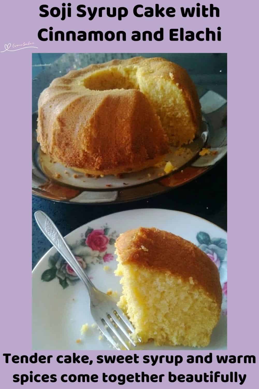 An image of a Soji Syrup Cake with coconut and rose water syrup