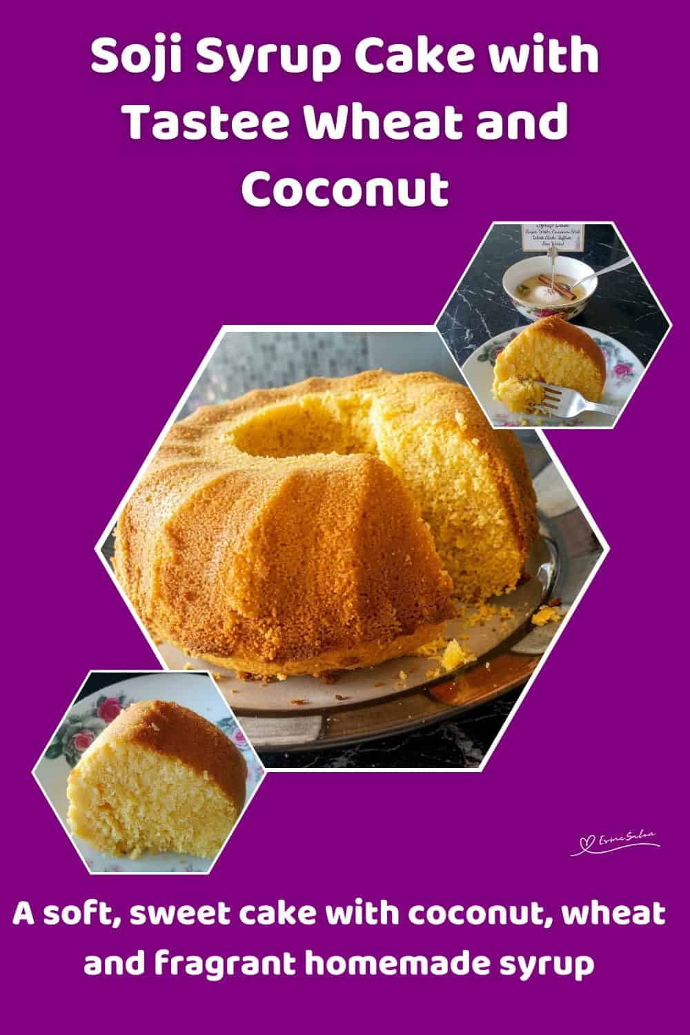 An image of a Soji Syrup Cake with coconut and rose water syrup