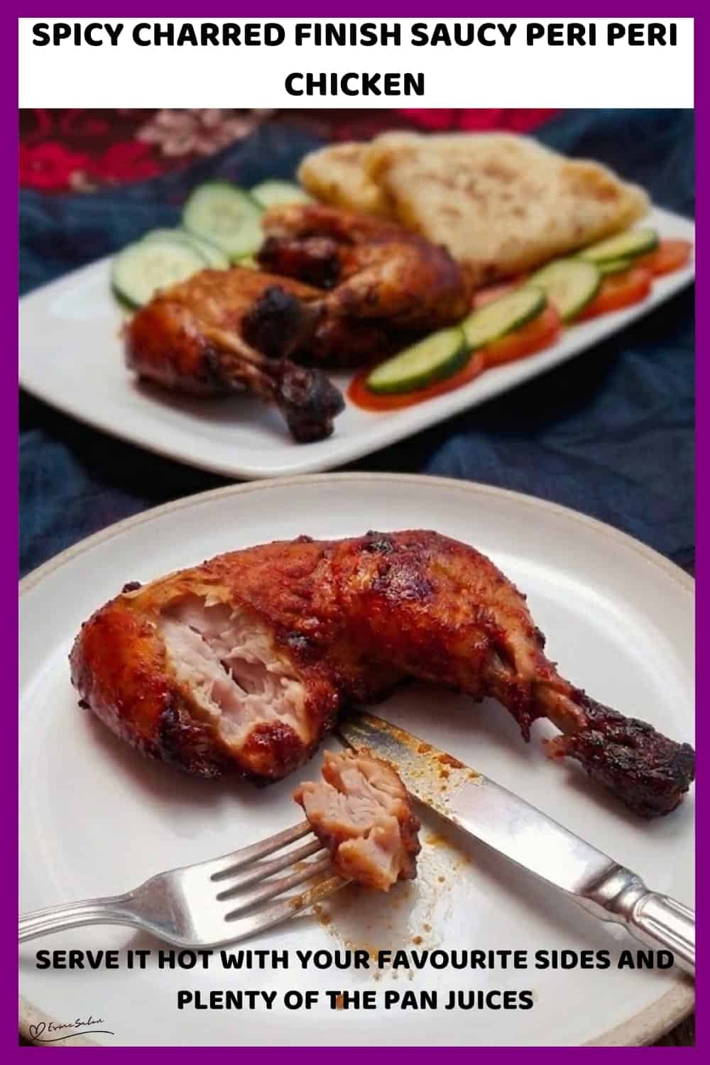 An image of a plate of Charred Finish Saucy Peri Peri Chicken pieces