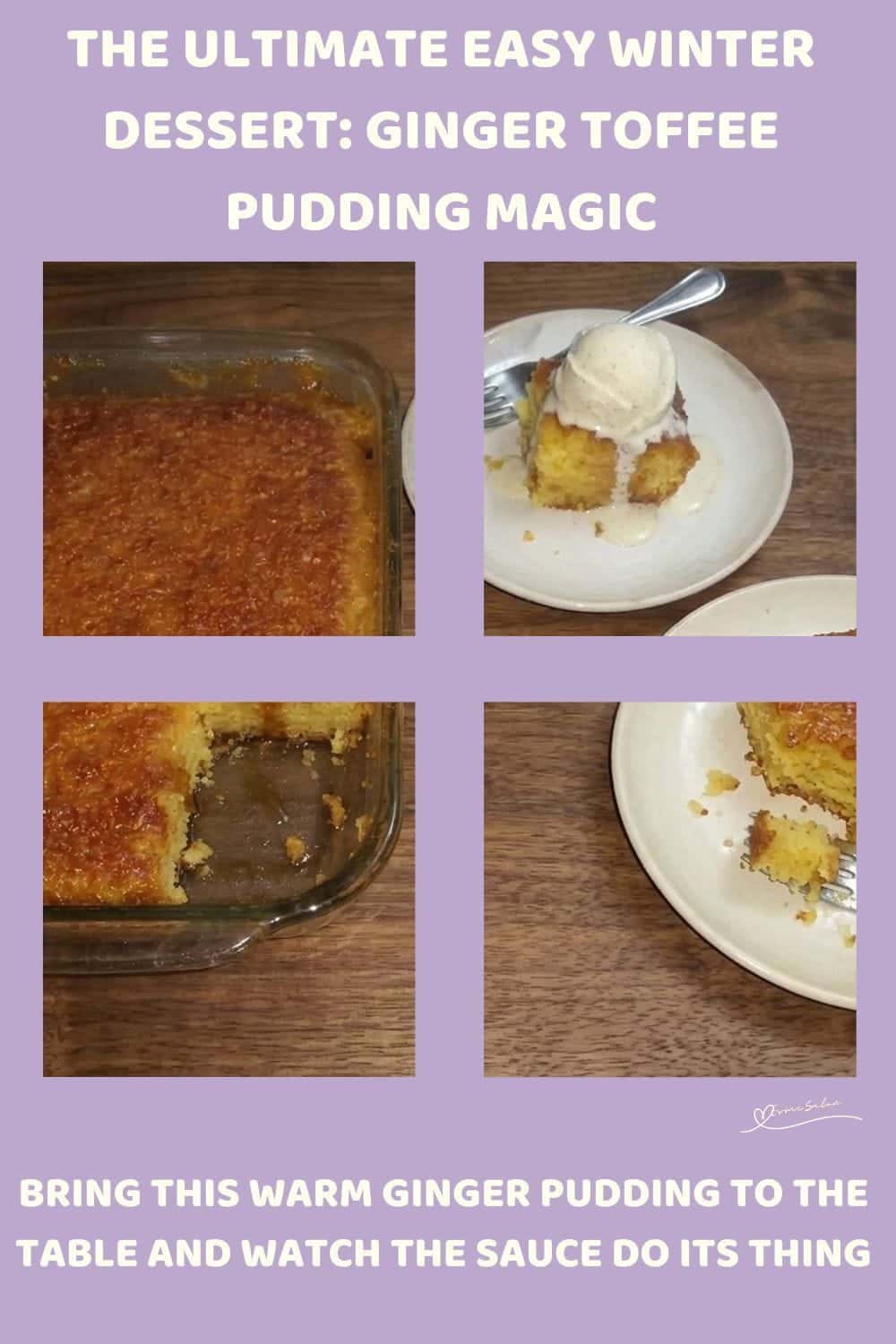 An image of a Soft Ginger Toffee Pudding, with brown sugar, golden syrup, and a warm toffee sauce
