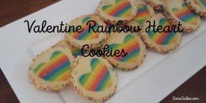 Valentine Rainbow Heart Cookies on a white plate
