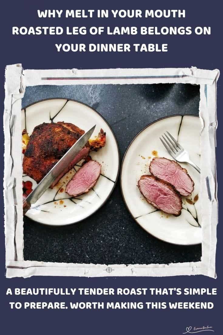 An image of a Roasted Leg of Lamb with garlic, mint and thyme